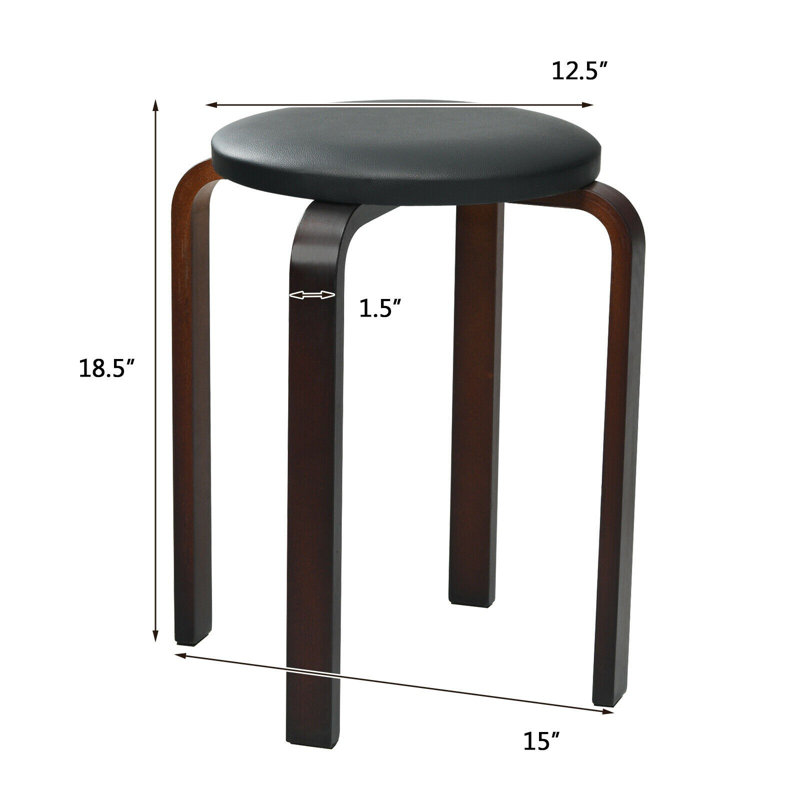 Tabouret court en bois massif 18,5 po, Noir
