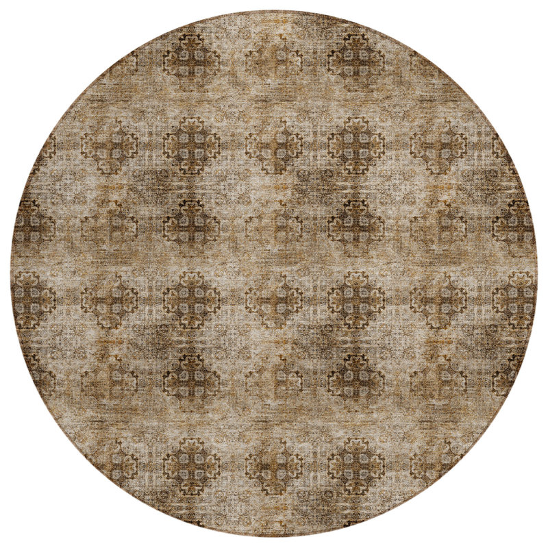 Tapis intérieur lavable antidérapant rond 8 'Taupe