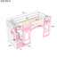 Lit mezzanine simple rose avec fenêtre et escalier de rangement - Structure en bois robuste pour un espace de chambre à coucher pratique et robuste-1829499346