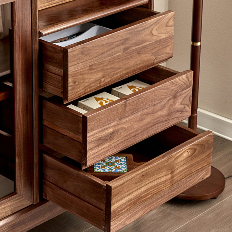 Buffet d'appoint en bois massif noyer noir