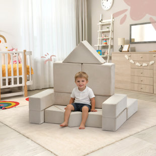 Kids and Toddler Play Couch, Convertible Folding Sofa,10 in 1 Multifunctional Modular Kids Sofa for Playing, Creativing, Sleeping
