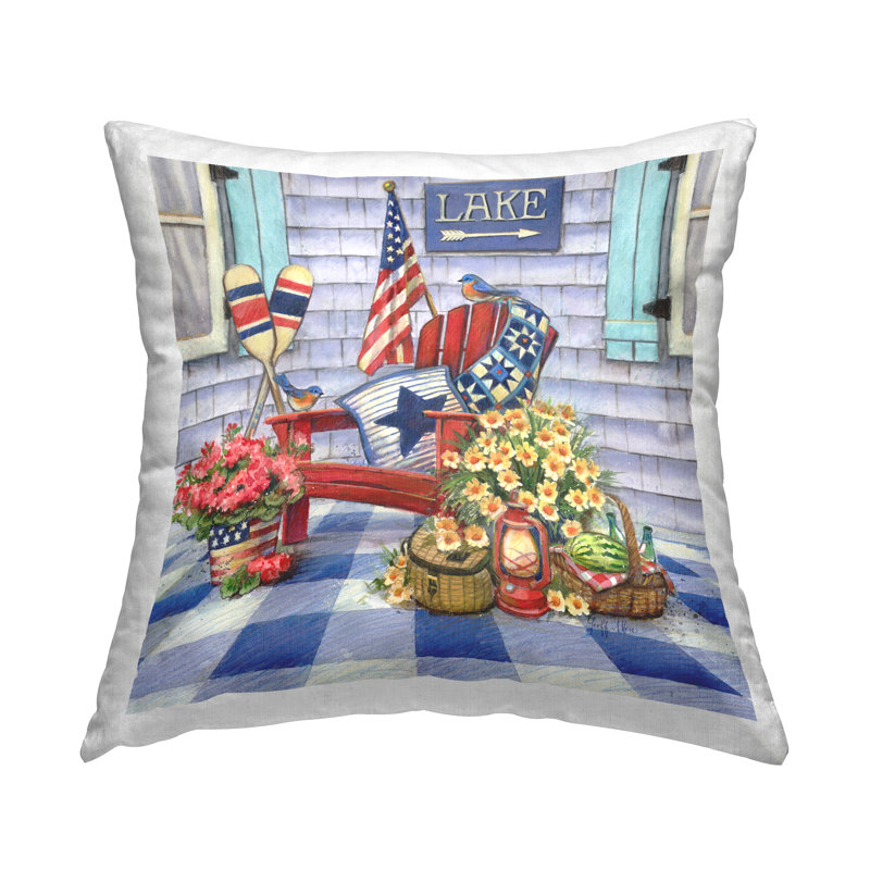 Coussin décoratif imprimé Americana Porch View par Geoff Allen