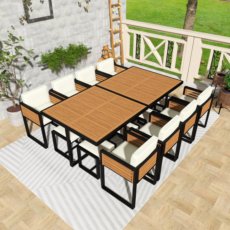 18-Piece Square  Outdoor Patio Dining Set With Cushions, Beige