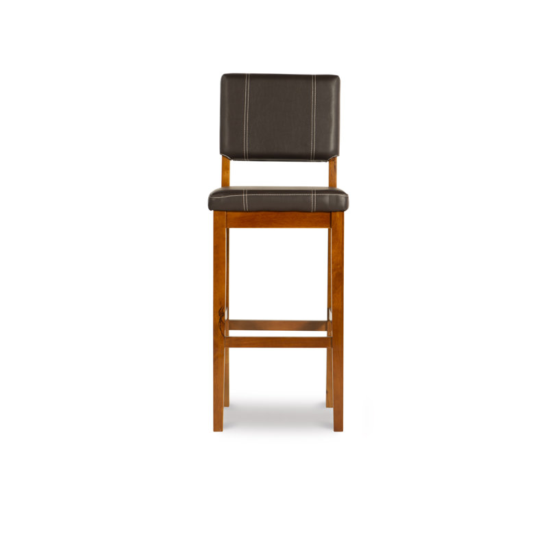 Upholstered Counter Stool with Solid Wood Frame, Bar Stool (30" Seat Height), Dark Brown
