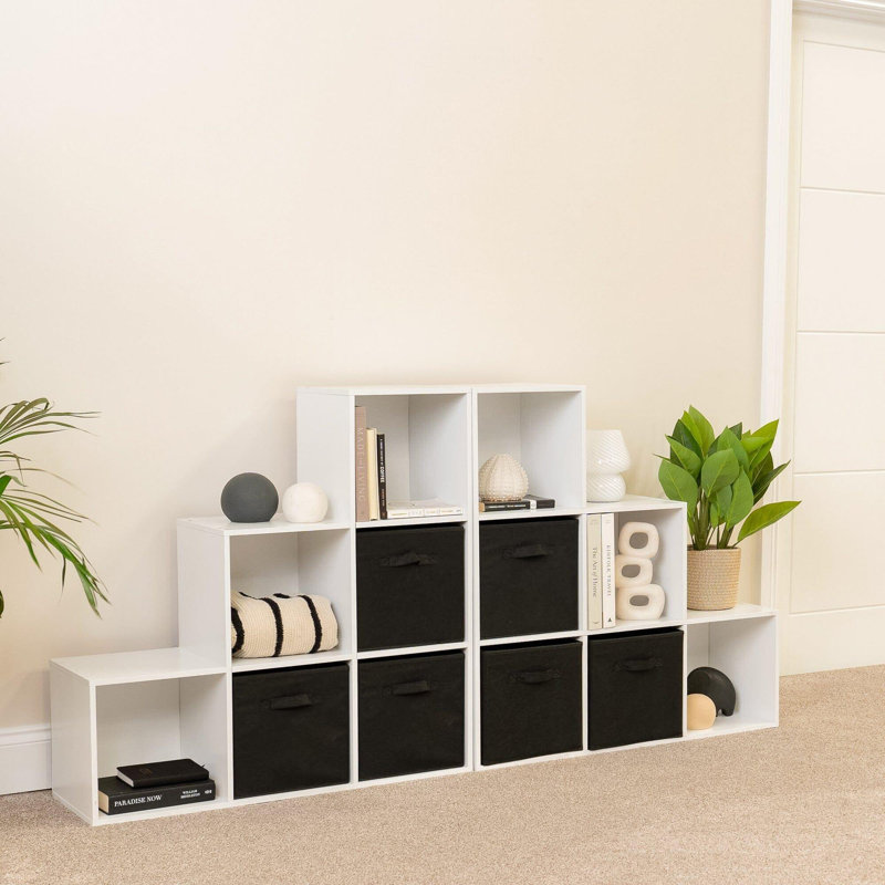 Northville 12 Cube Bookcase Ladder Storage Unit - Two 6 Cube Units, White/Black, Yes
