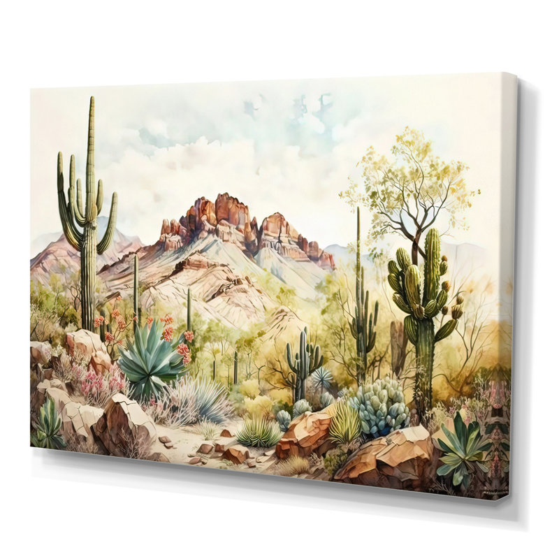 Arizona désert III - art mural occidental, Toile tendue, H 16 po x l 32 po, Sans cadre