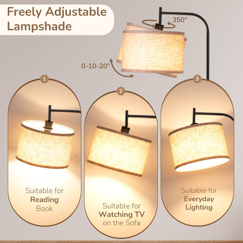 68" Arc Floor Lamp with Remote Control, Bulb Included, Black