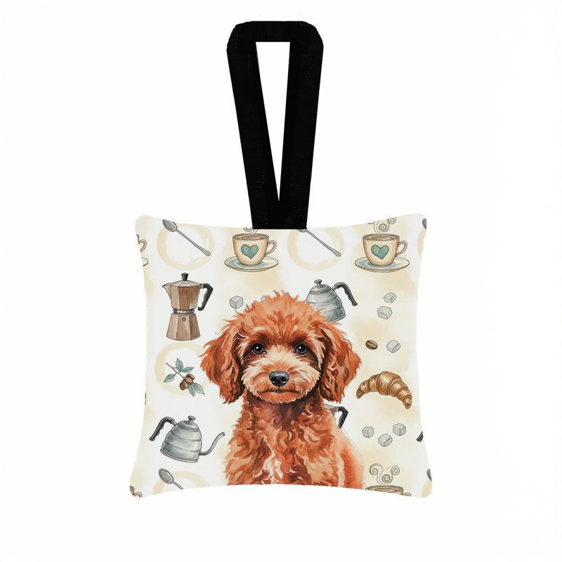 Ornement en forme de barre de café miniature miniature carré 3,5 x 3,5, Poodle Miniature Red