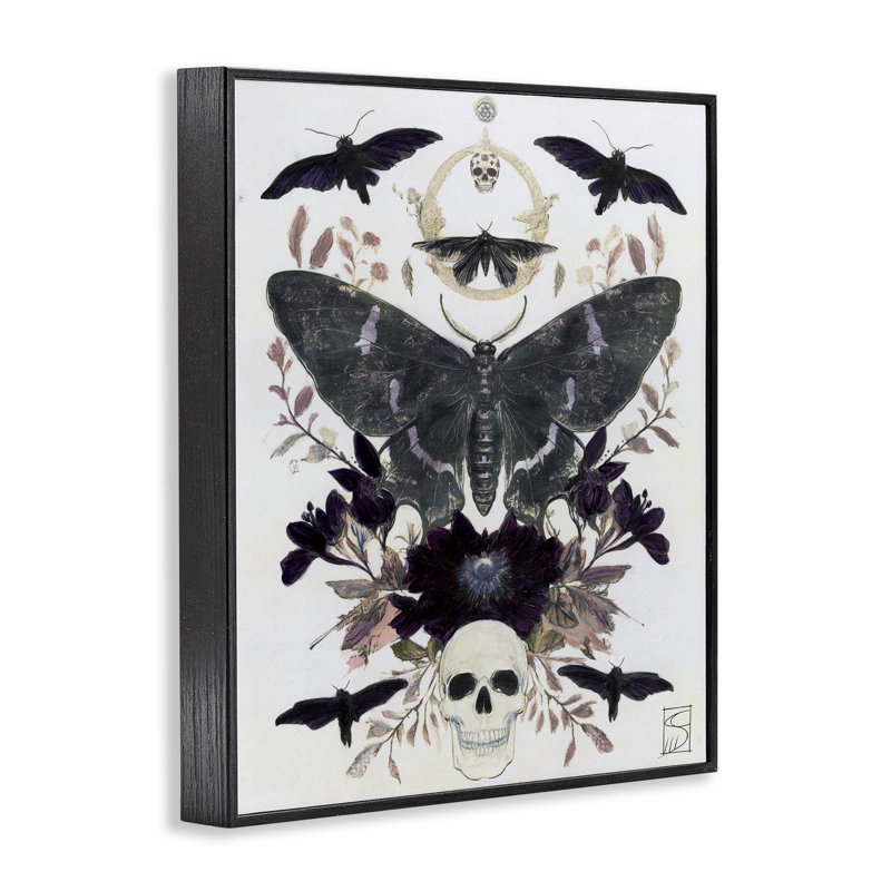 Giclée gothique symétrique symétrique Tarot, design par Sara Culpepper, H 20 po x l 16 po, Giclée encadrée noir minuit