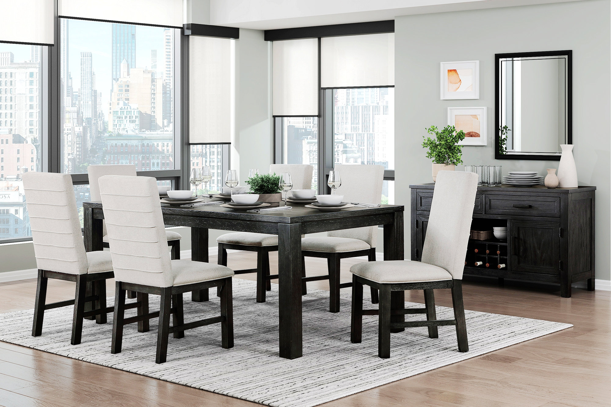 George Oliver Multifunctional Modern Dining Set Rectangular Table and 4 ...