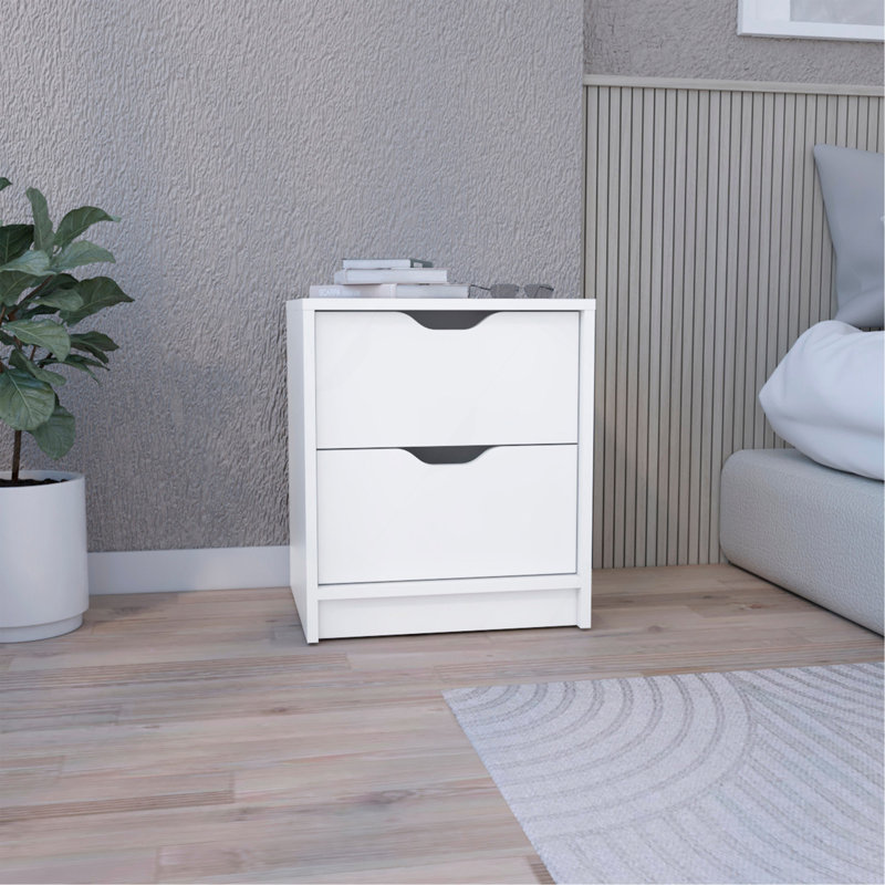 Table de chevet double H 19 po, table de chevet double, blanc, Blanc