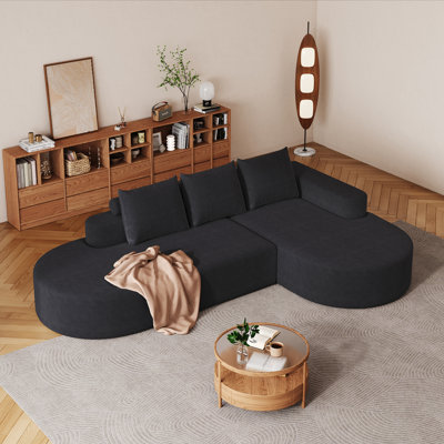 Canapé incurvé moderne, ensemble de canapé modulaire rembourré en chenille, ensemble de canapé modulaire en L 108,5 po avec 3 coussins, canapé-lit combiné gratuit pour le salon, la chambre à coucher