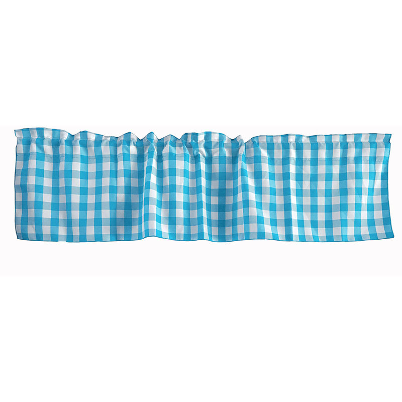 Cantonnière sur mesure l 58 po Haideh Gingham, L 58 po x L 18 po, Turquoise