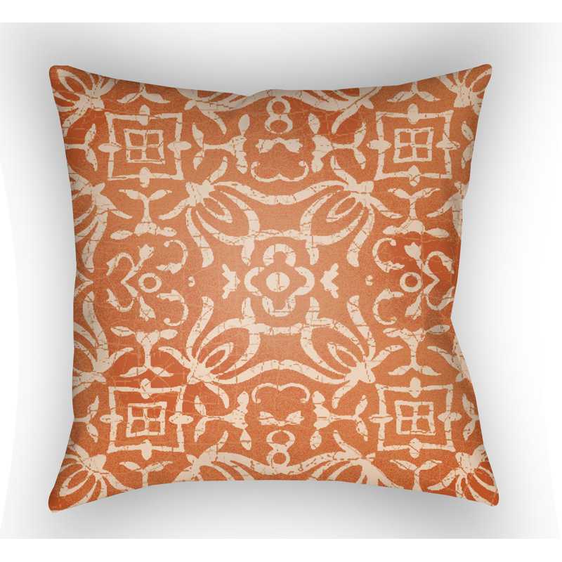 Yindi Outdoor Throw Pillow, 20" H x 20" W x 4" D, Orange