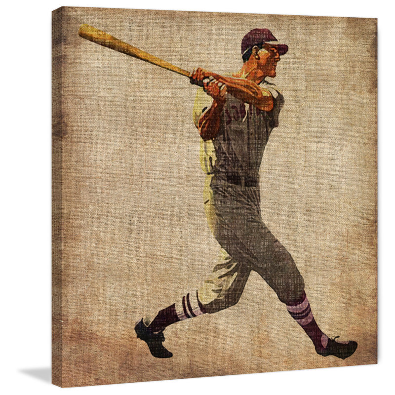 «Vintage Baseball Swing», reproduction sur toile tendue, H 24 po x l 24 po x P 1,5 po