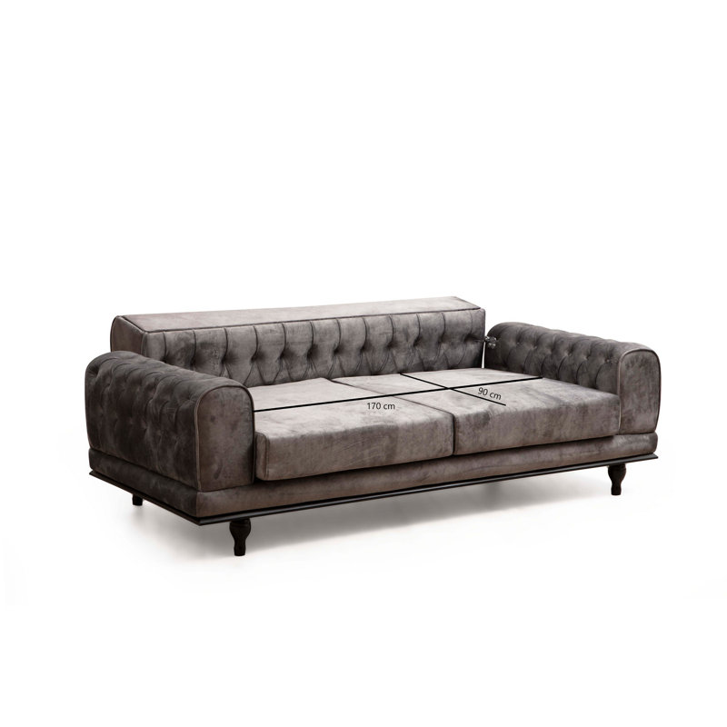 Canapé convertible 86,6 po Ahquan, 100% polyester anthracite
