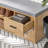 Entryway Storage Bench with Cushioned Seat, Drawers, Doors and Open Shelves, Natural Wood Shoe Organizer Bench, 43.3"W x 13.8"D x 17.7"H