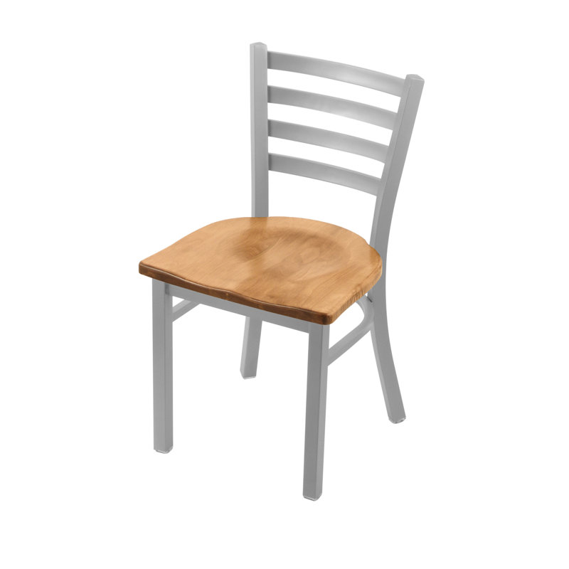 Jackie Side Chair, Anodized Nickel, Wood-Medium Maple
