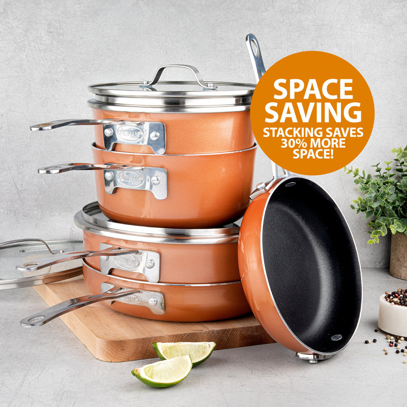 Copper and Black 10-Piece Nonstick Aluminum Cookware Set