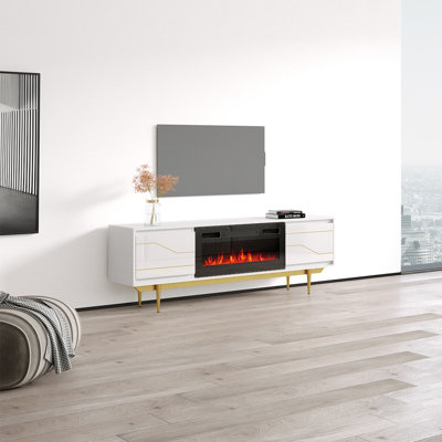 Germar TV Stand for TVs up to 78" with Electric Fireplace Included by Everly Quinn