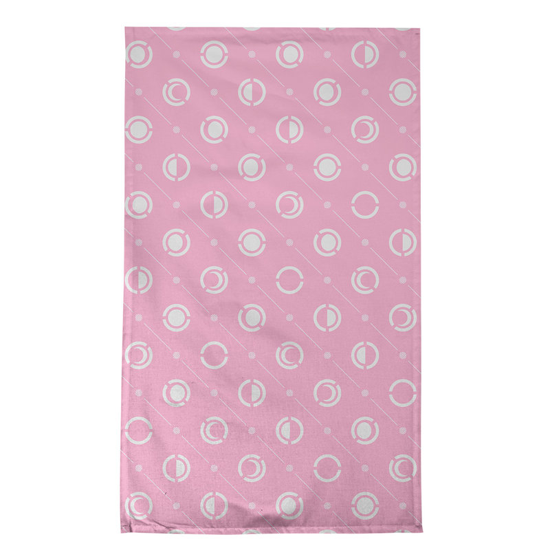Torchon Moon phases, Rose clair/blanc, Croisé en coton