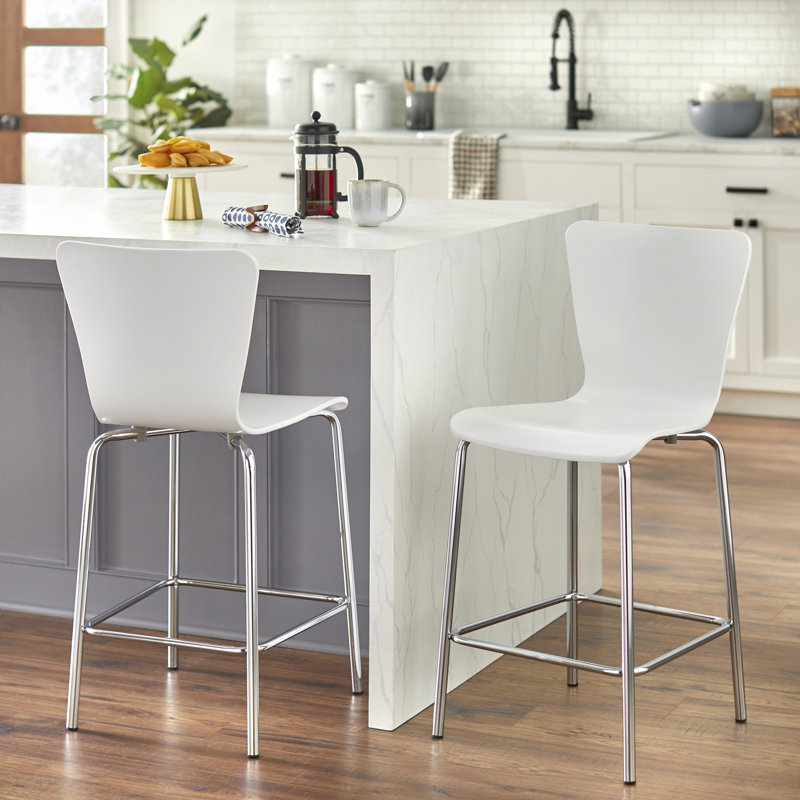 Ivan Counter Stool with Metal Frame, White