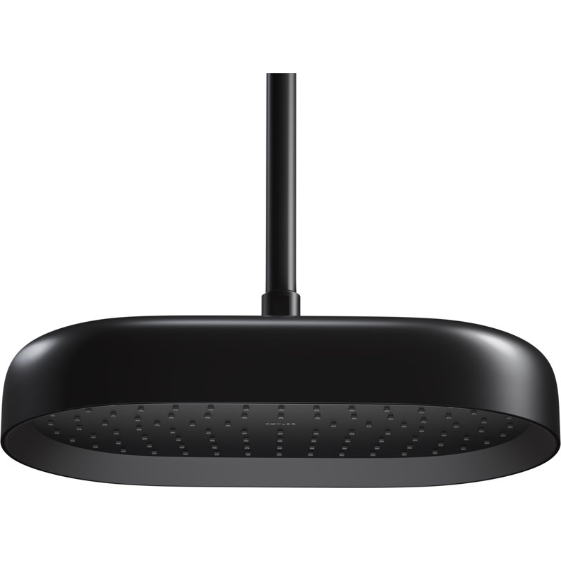 Statement 14" Single-Function Wall or Ceiling-Mount Round Rainhead, Oblong Rain Showerhead 2.5 GPM, Matte Black