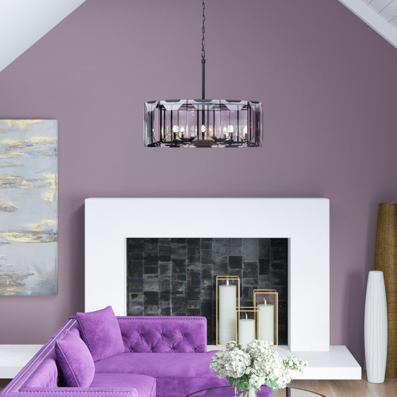 8 - Light Drum Chandelier, Flat Black