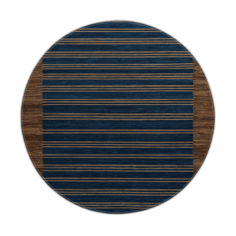 Tapis intérieur / extérieur gris HorizontalStripes, Rond 5 pi