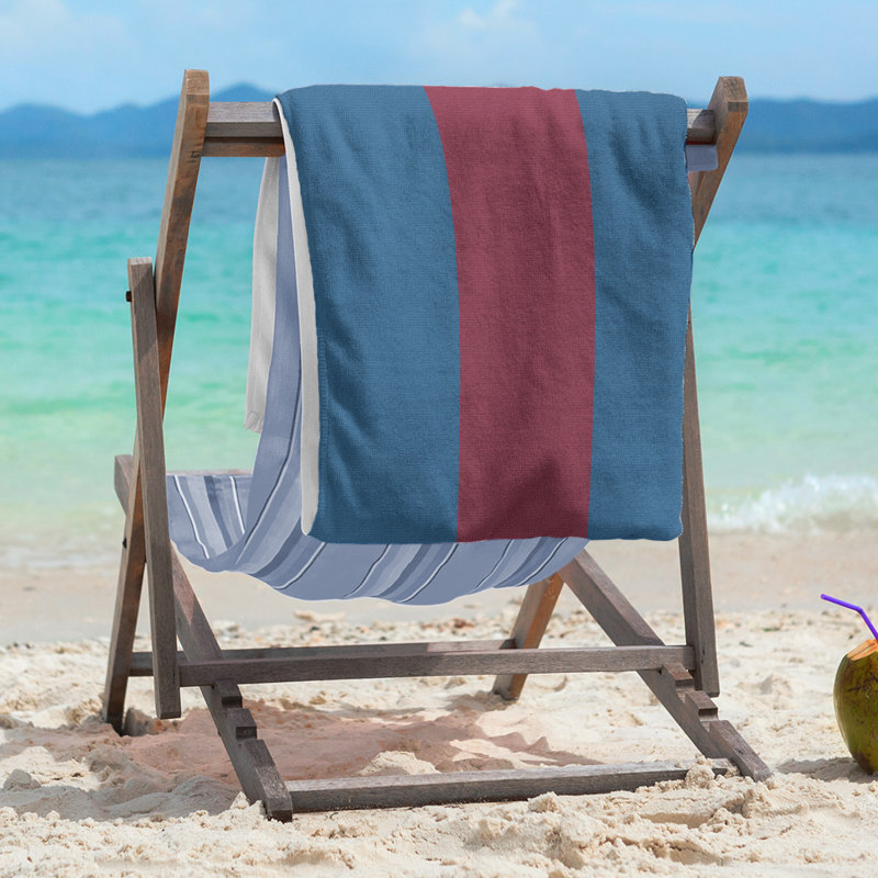 Columbus Lightweight Beach Towel, Microfiber, Blue/Burgundy/Blue