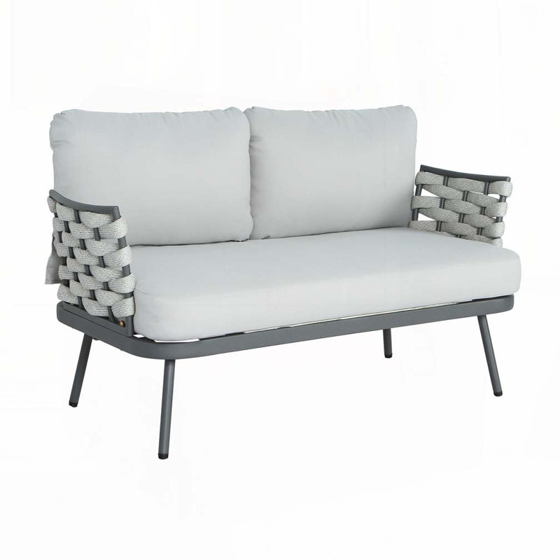 Causeuse et table d'extérieur, Gris, Blanc
