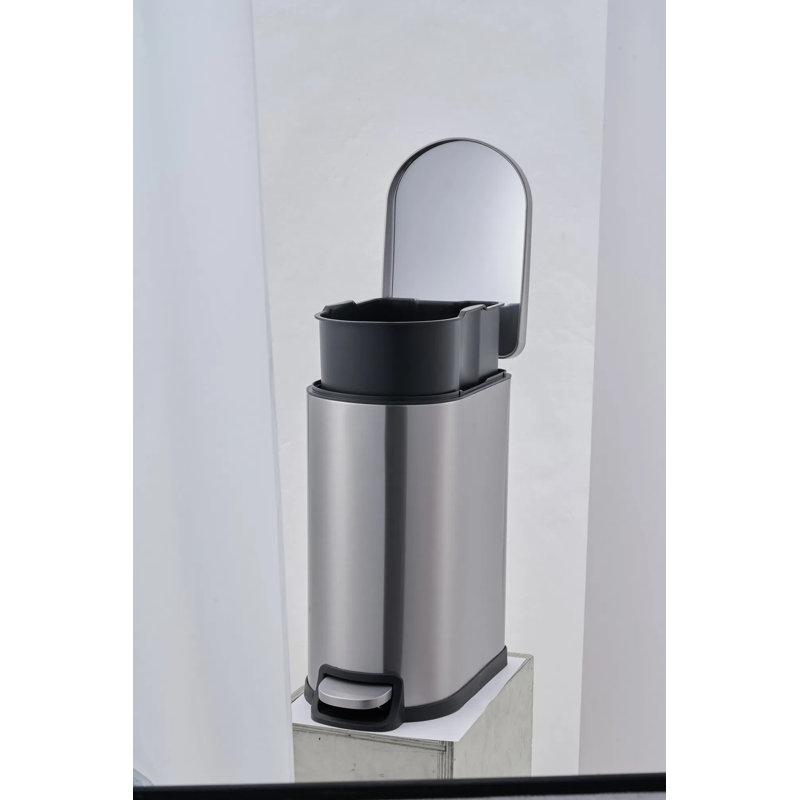 Poubelle de cuisine en acier inoxydable 10l, petite poubelle mince avec couvercle, pour salle de bain, bureau et dortoir