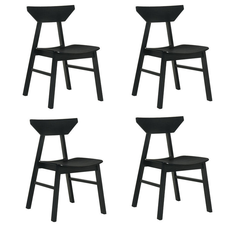 Modern Dining Chairs With Backrest, With Solid Wood Frame, For Dining Room/Living Room, Black