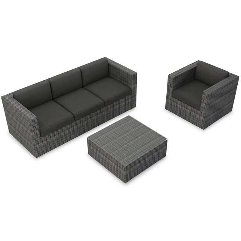 District Outdoor 3 - Piece Conversation Set, Canvas Charcoal Sunbrella® Canvas