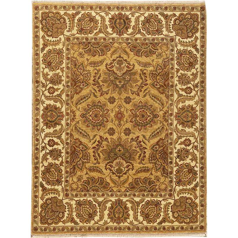 Tapis doré et crème de haute qualité noué à la main