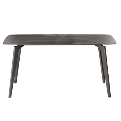 Modern Artificial Stone Curved Edge Dining Table With Durable Metal Legs,  For Modern And Stylish Dining Spaces(Only Dining Table)