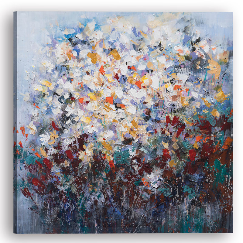Fleurs colorées - reproduction d'art sur toile tendue, H 20 po x l 20 po x 1,5 po