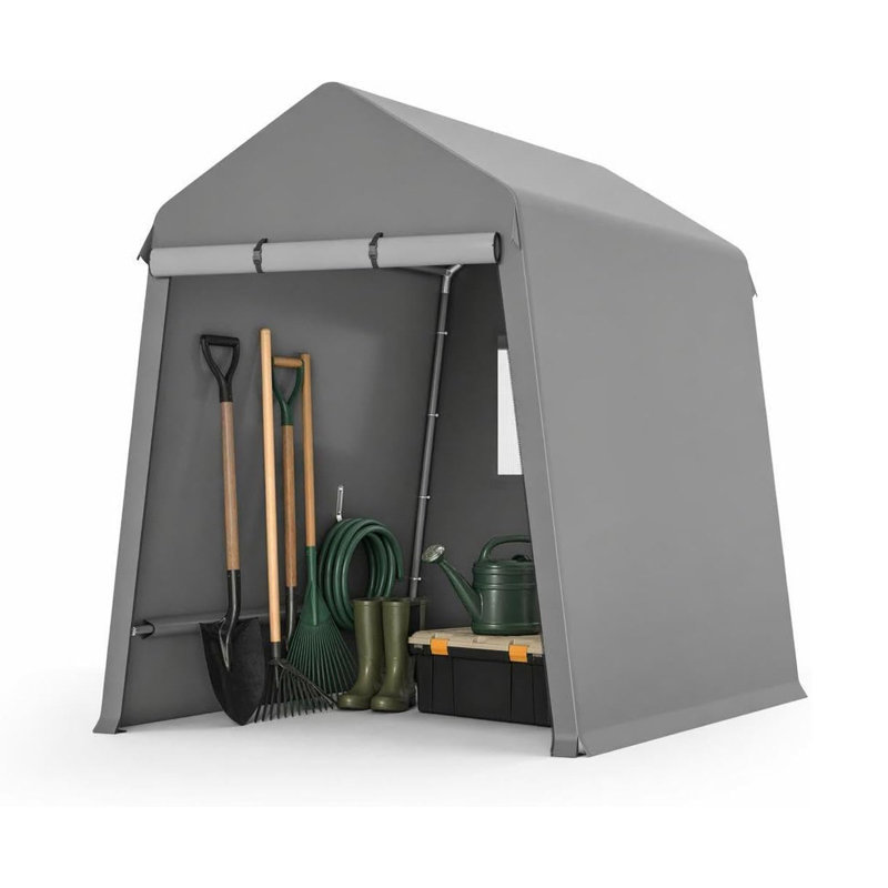 Unité de rangement d'extérieur robuste et imperméable (VTT), tondeuse à gazon et outils de jardin, gris, 7 x 12 pi