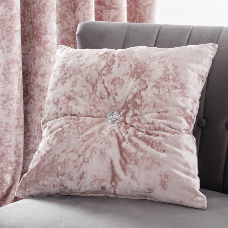 Crushed Velvet Cushion with Filling, Square 45cm, Light Blush