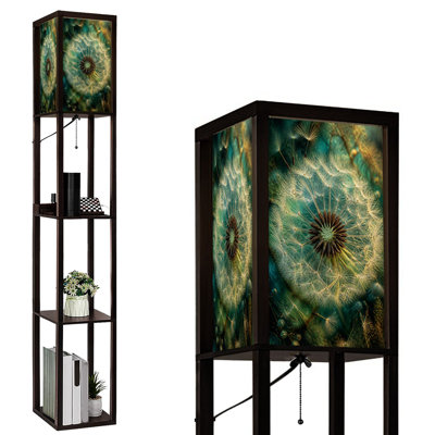 Dimmable LED Standing Floor Lamp Dandelion Head, MDF Frame Floor Lamp with Remote Control, 3 Color Light, for Living Room Bedroom