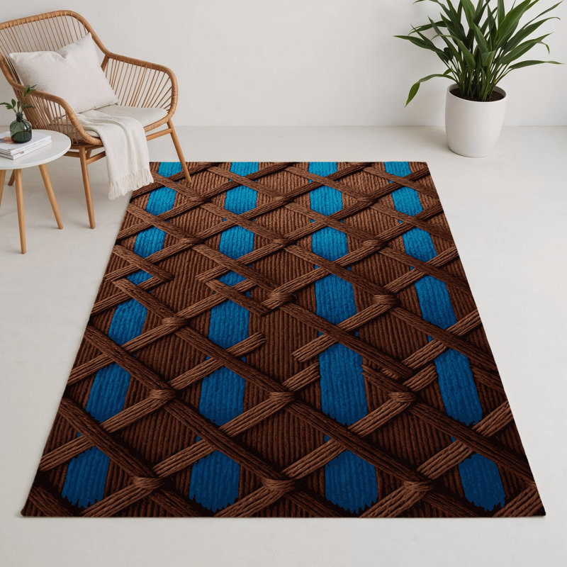 Tapis noir intérieur et extérieur Trellis, Rectangle 5 pi x 7 pi