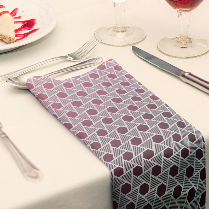 Serviette triangles hexagonals Mcguigan, H 10 po x l 10 po x P 0,1 po, Noir / Rose, Coton