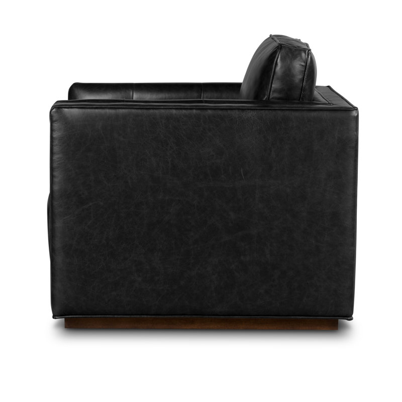 Kiera Swivel Chair, Sonoma Black Genuine Leather
