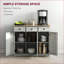 Buffet de HOMcom, gris clair patiné moderne avec plateau en bois massif | 3 tiroirs | Tablette réglable | Bois d'ingénierie