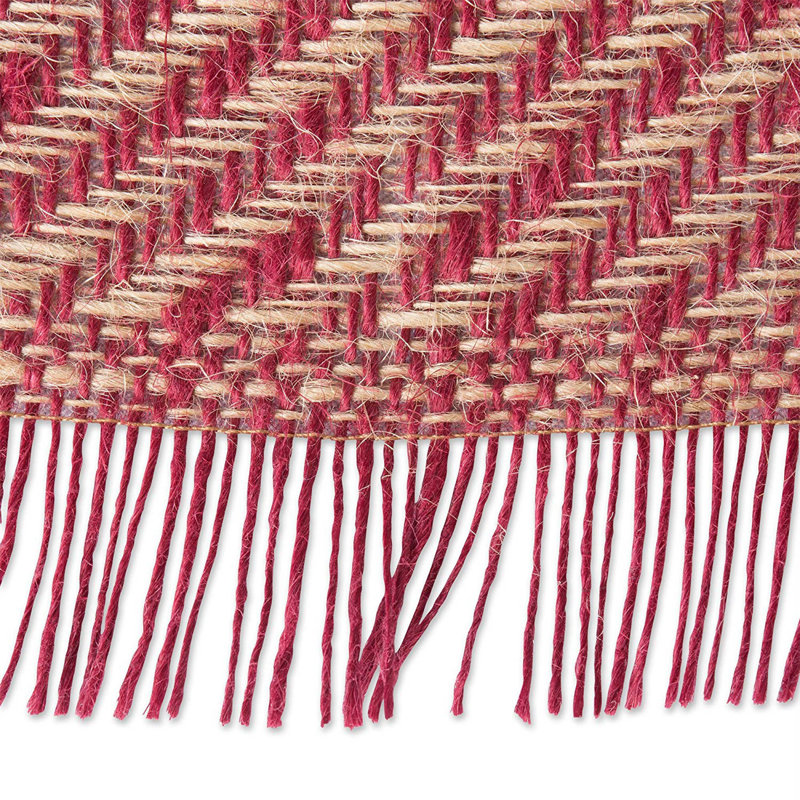 Baba Chevron Burlap Table Runner, 72" L x 14" W, Red