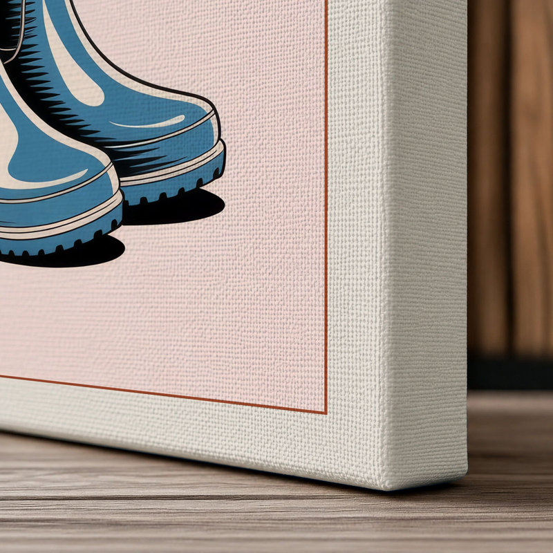 Boots in Bloom Botanical 1 Piece Wrapped Canvas Wall Art, 24x16 - 61.0 x 40.6 cm, Cream Border