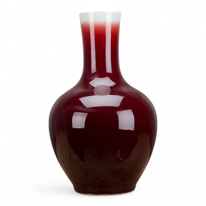 Porcelain Vase with Oxblood Red Glaze
