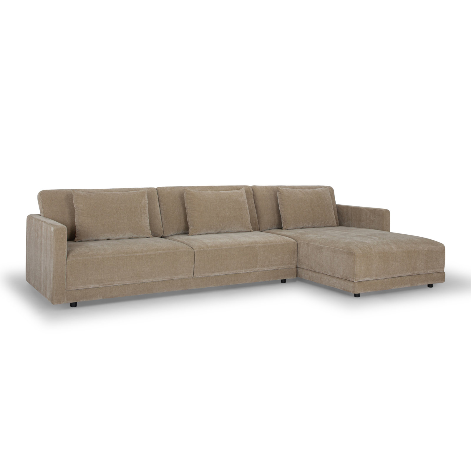 Kenji 2-Piece Upholstered Chaise Sectional, Right Hand Facing, Latte Brown Performance Chenille