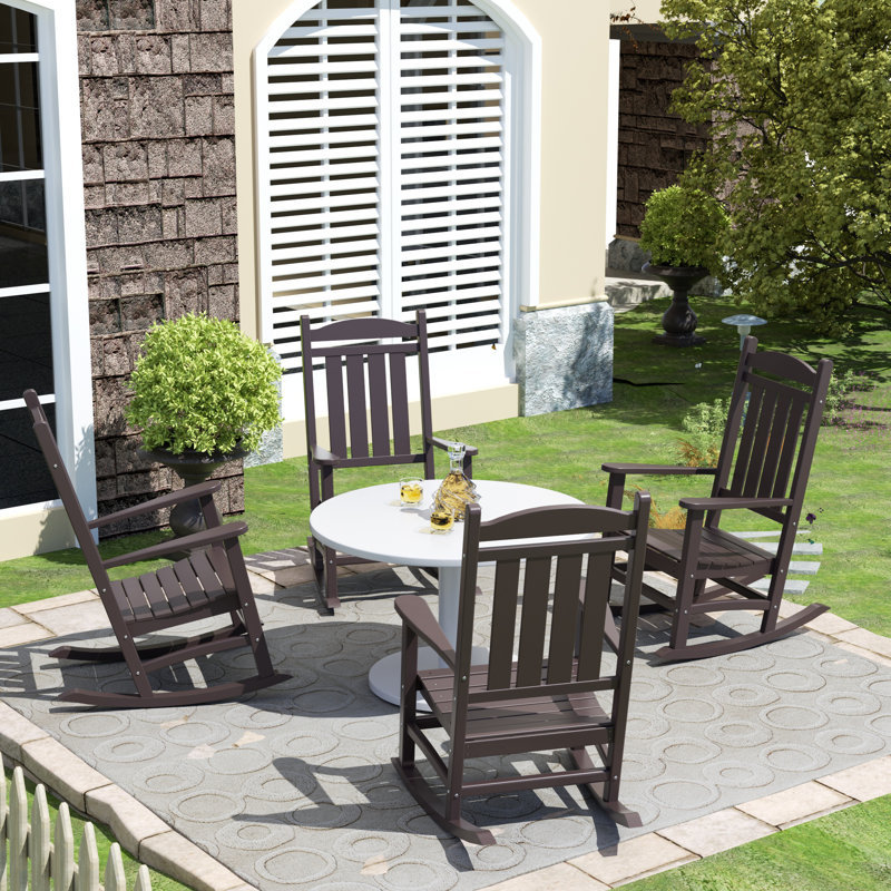 Chaise berçante d'extérieur en plastique Laguna, Brun foncé