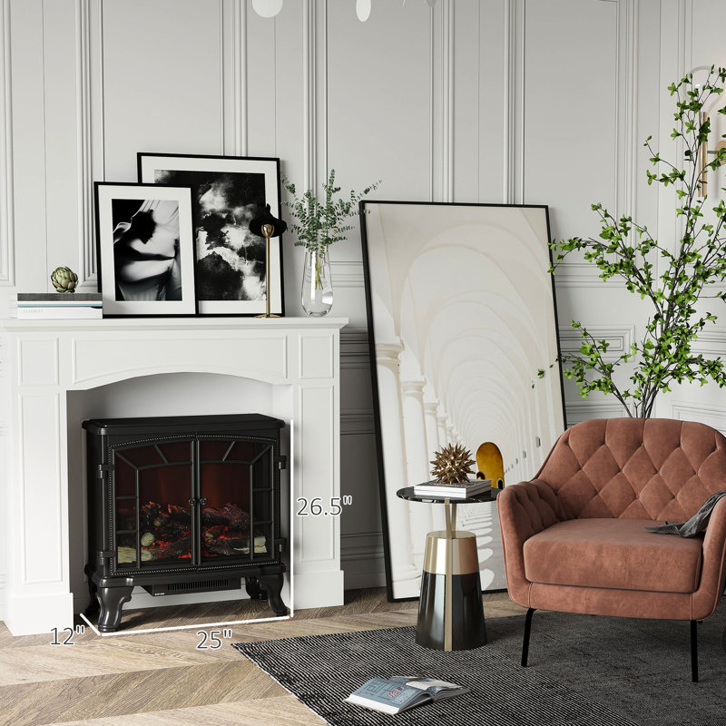 Cheminée moderne blanche, largeur intérieure de 74 cm, design décoratif, étagère de présentation de 115 cm de large, facile à nettoyer, escamotable, ornement intérieur blanc électrique, facile à nettoyer, à balayer et à incliner.
